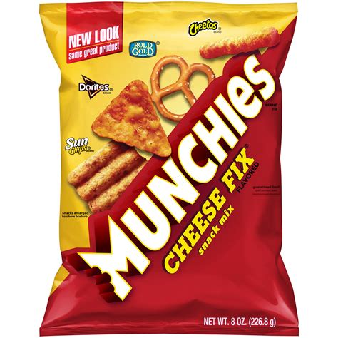 Munchies snacks - Frito Lay Munchies Snack Mix 8oz Bag (Pack of 4) (Cheese Fix) Recommendations. Munchies Sandwich Crackers, Assorted Peanut Butter Variety Pack (Pack of 32) dummy. Munchies Flamin' Hot Snack Mix 2 ounce bags, (Pack of 8) dummy. Cracker Jack Caramel Coated Popcorn & Peanuts, Original, 1.25 Ounce Bags (Pack of 30) Buying options.